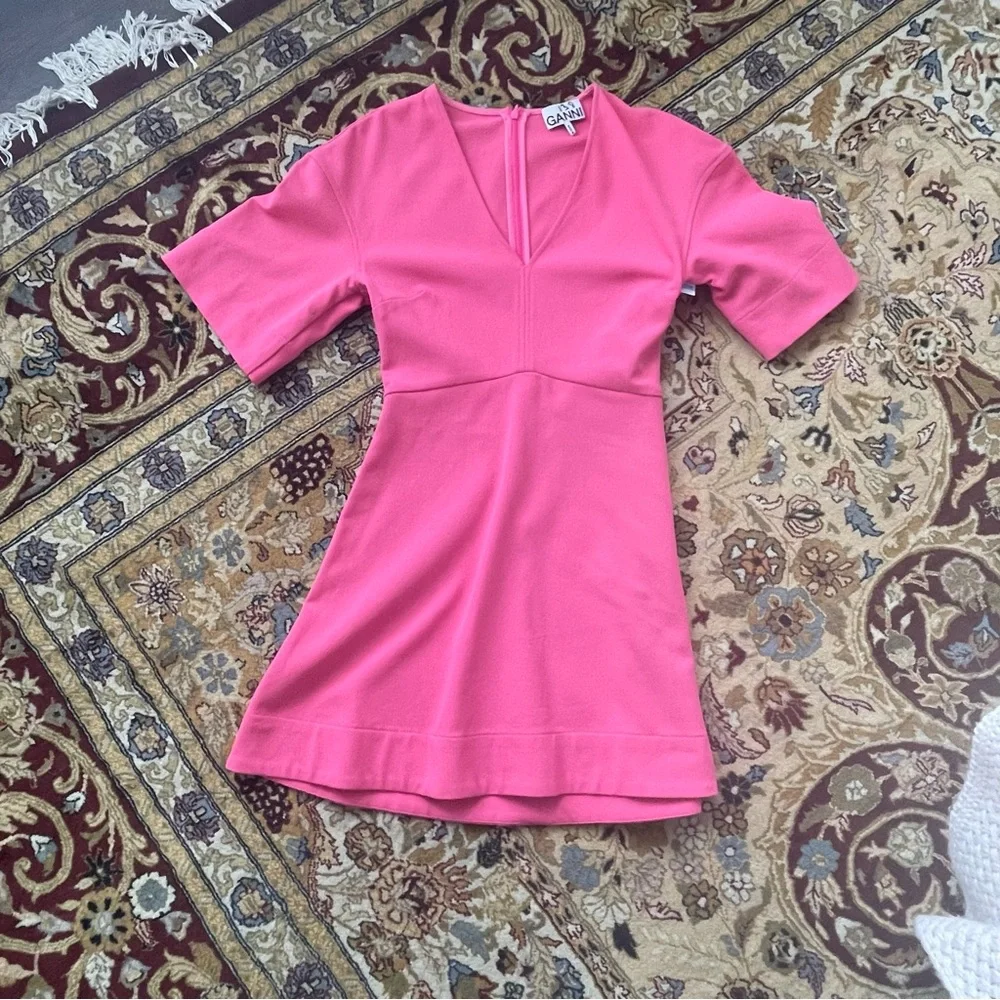 Ganni Stretch suiting v-neck mini dress - Picture 10 of 13
